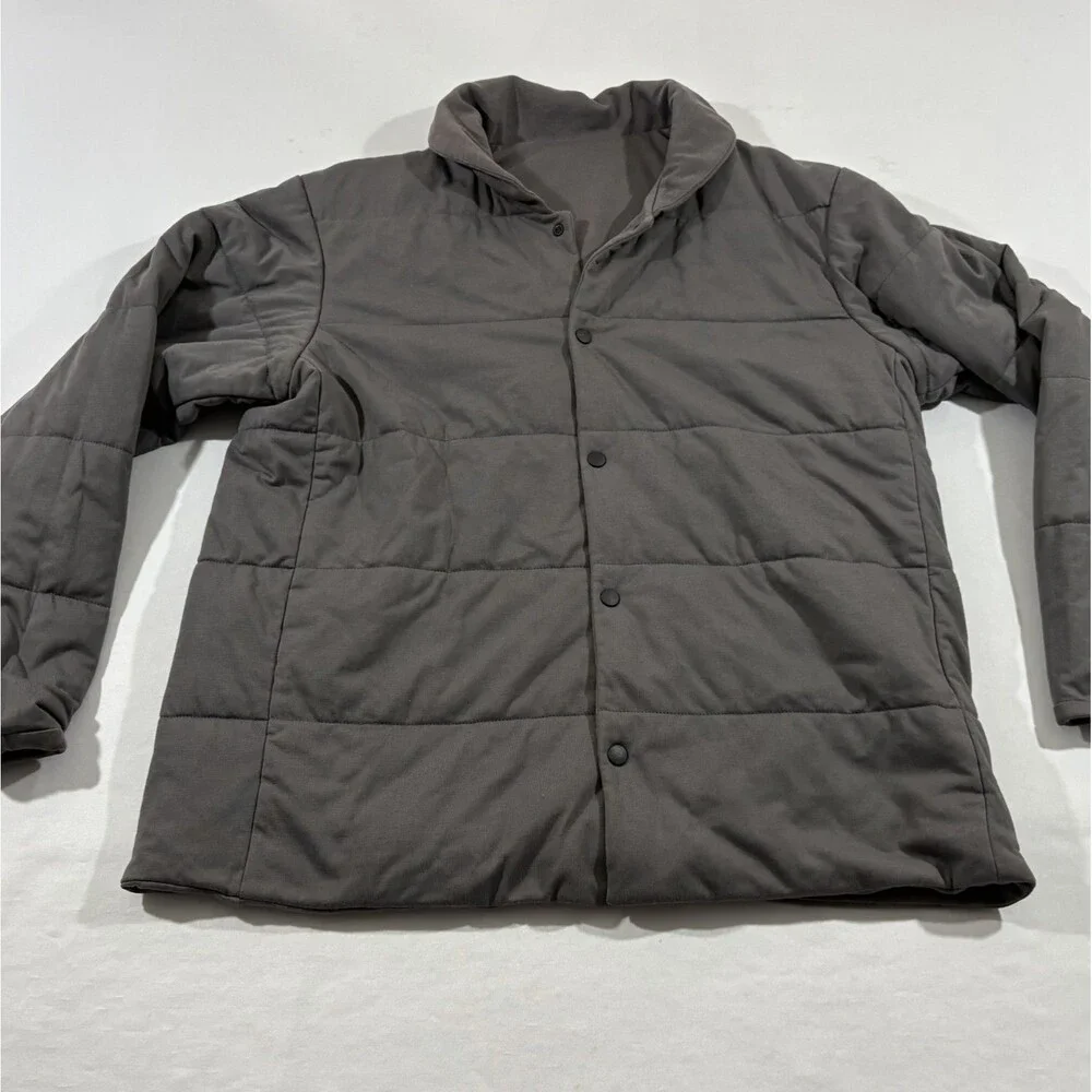 Muji Mens Brown Snap Button Quilted Reversible Puffer Jacket Grunge Light Sz XL